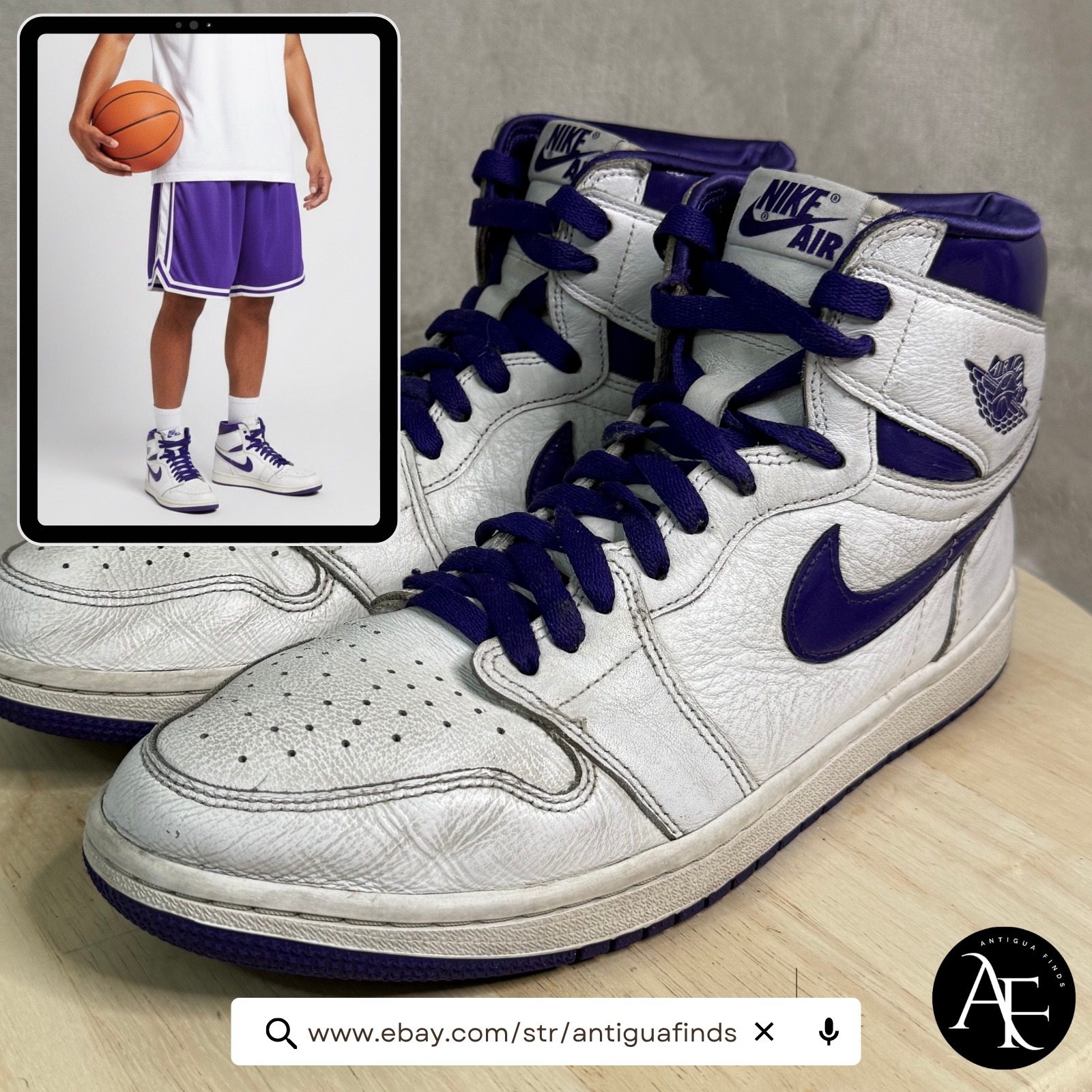 Nike Air Jordan 1 Retro High Og Court Purple 2.0 White Mens Cd0461-151 Size 10